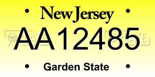 AA12485 New Jersey License Plate