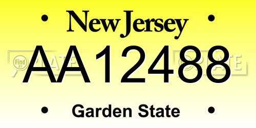 AA12488 New Jersey License Plate