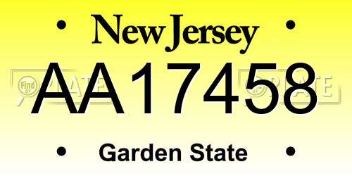 AA17458 New Jersey License Plate