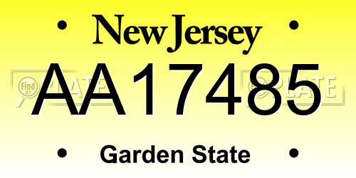 AA17485 New Jersey License Plate
