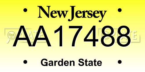 AA17488 New Jersey License Plate