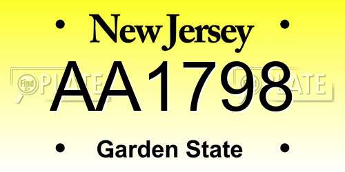 AA1798 New Jersey License Plate