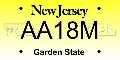 AA18M New Jersey License Plate