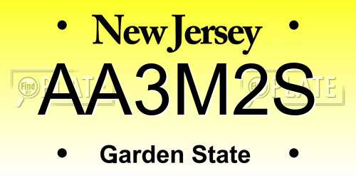 AA3M2S New Jersey License Plate