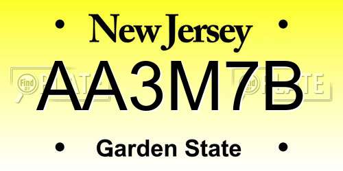 AA3M7B New Jersey License Plate