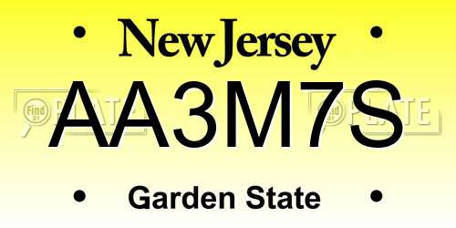 AA3M7S New Jersey License Plate
