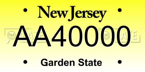 AA40000 New Jersey License Plate