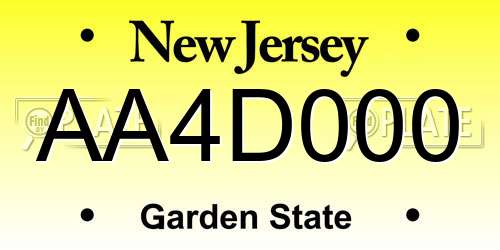 AA4D000 New Jersey License Plate
