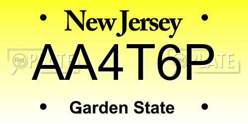AA4T6P New Jersey License Plate