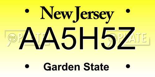 AA5H5Z New Jersey License Plate