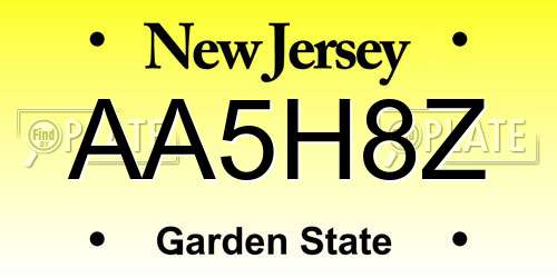 AA5H8Z New Jersey License Plate