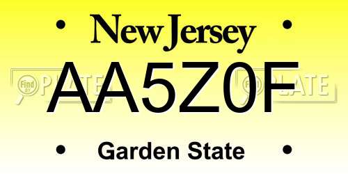 AA5Z0F New Jersey License Plate