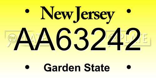 AA63242 New Jersey License Plate