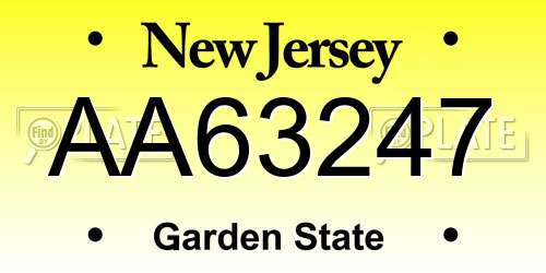 AA63247 New Jersey License Plate