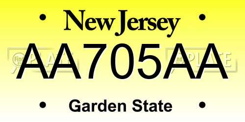 AA705AA New Jersey License Plate