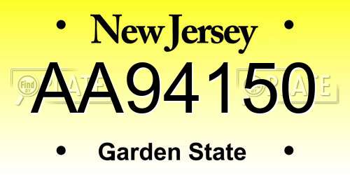 AA94150 New Jersey License Plate