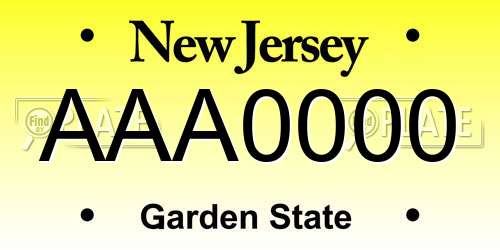 AAA0000 New Jersey License Plate