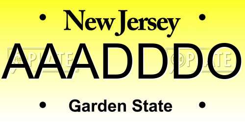 AAADDDO New Jersey License Plate