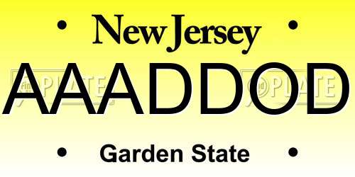 AAADDOD New Jersey License Plate