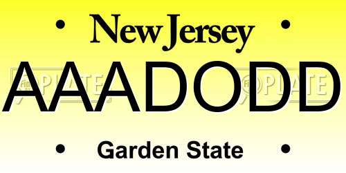 AAADODD New Jersey License Plate