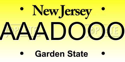 AAADOOO New Jersey License Plate
