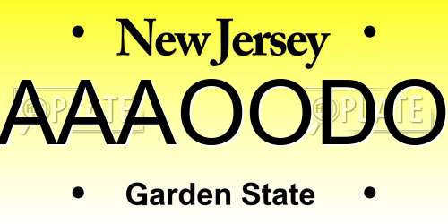 AAAOODO New Jersey License Plate
