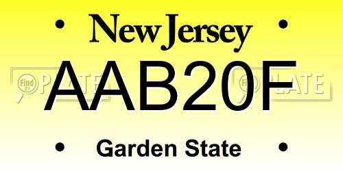 AAB20F New Jersey License Plate