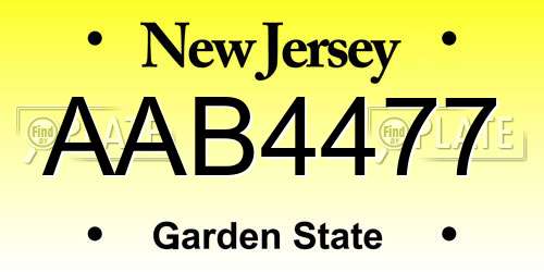 AAB4477 New Jersey License Plate