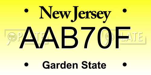 AAB70F New Jersey License Plate