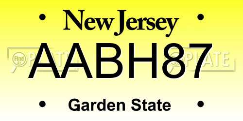 AABH87 New Jersey License Plate