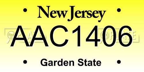 AAC1406 New Jersey License Plate