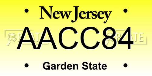 AACC84 New Jersey License Plate