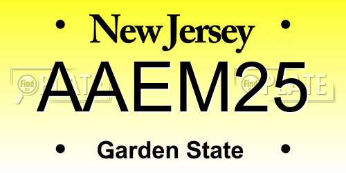 AAEM25 New Jersey License Plate