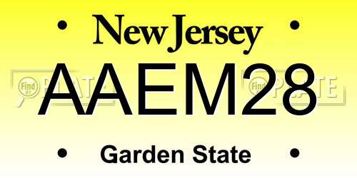 AAEM28 New Jersey License Plate