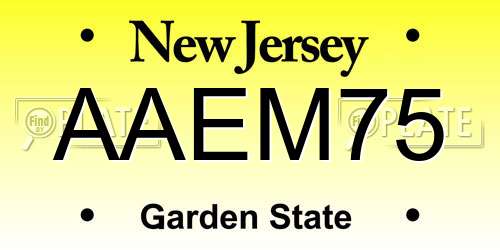 AAEM75 New Jersey License Plate