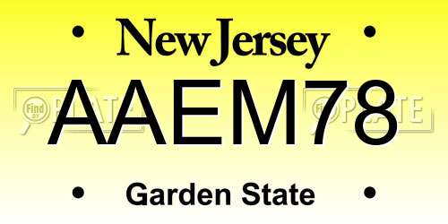 AAEM78 New Jersey License Plate