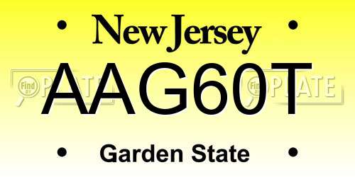 AAG60T New Jersey License Plate