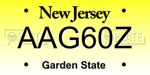 AAG60Z New Jersey License Plate