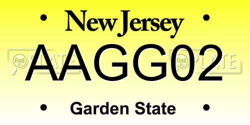 AAGG02 New Jersey License Plate