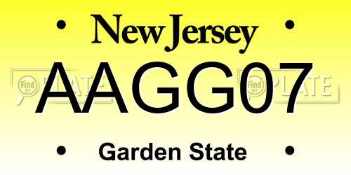 AAGG07 New Jersey License Plate