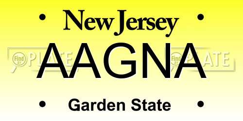 AAGNA New Jersey License Plate