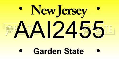 AAI2455 New Jersey License Plate