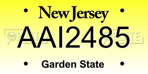 AAI2485 New Jersey License Plate