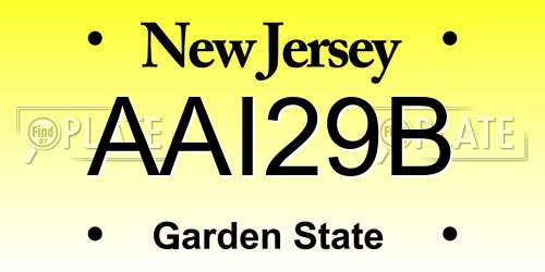 AAI29B New Jersey License Plate