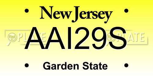 AAI29S New Jersey License Plate