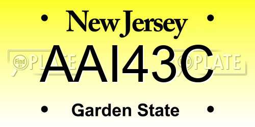 AAI43C New Jersey License Plate