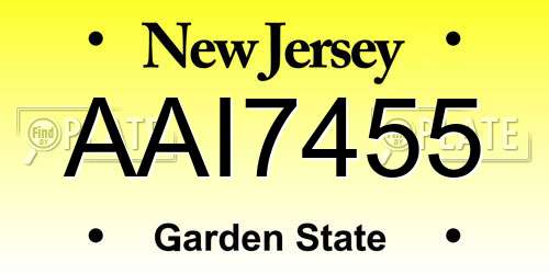 AAI7455 New Jersey License Plate