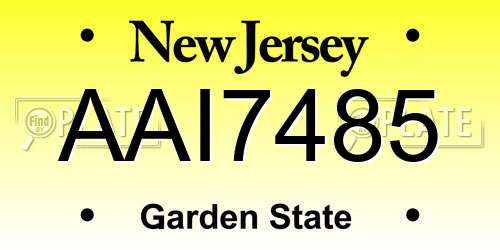 AAI7485 New Jersey License Plate