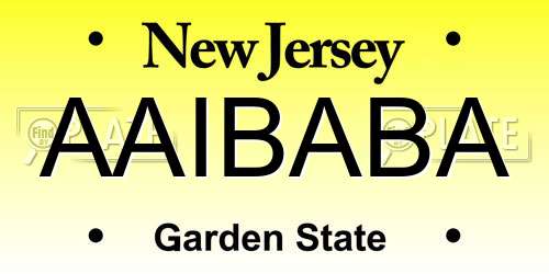 AAIBABA New Jersey License Plate