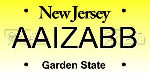 AAIZABB New Jersey License Plate